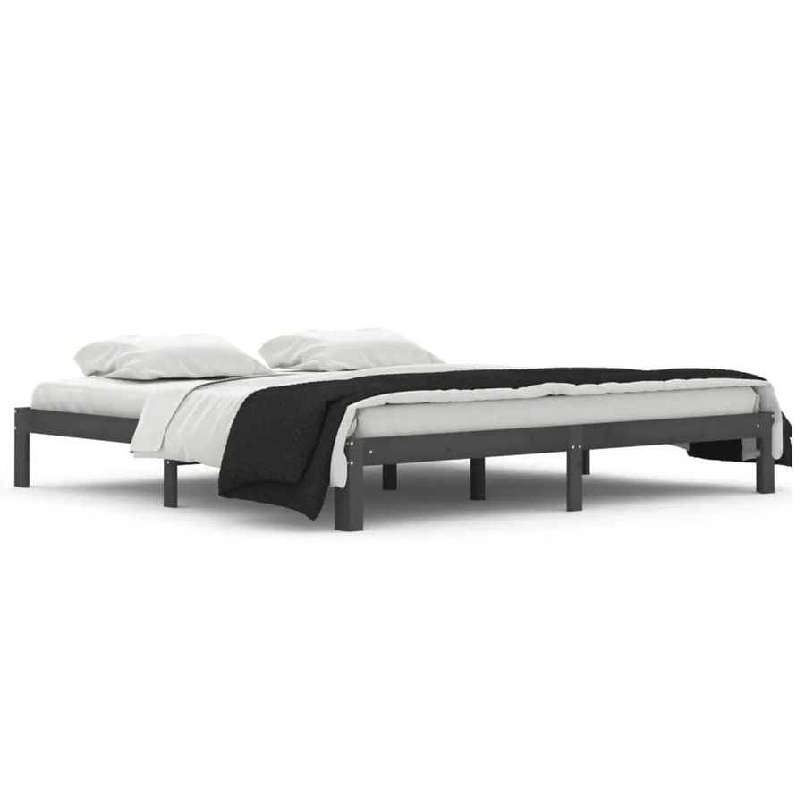 vidaXL Massivholzbett aus Kiefer in Grau, B/T/H: 200 x 203,5 x 30 cm - Bild 2