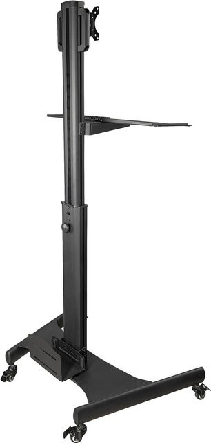 StarTech.com Ergonomischer Computertisch mit Rollen und Monitorhalterung in Schwarz, höhenverstellbarer mobiler Desktop Computerwagen mit CPU-Halter und Tastaturablage - Bild 1