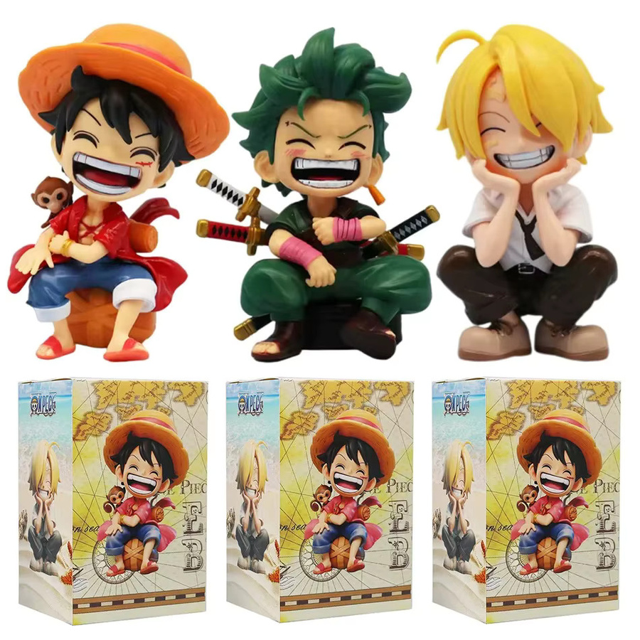 Bandai One Piece Luffy Zoro Sanji Chibi-Figuren, PVC, Mehrfarbig - Bild 4