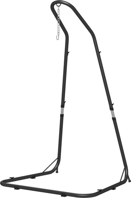 Outsunny Hängestuhlgestell aus Metall in Schwarz, höhenverstellbarer Ständer für Hängesessel bis 150 kg belastbar, ideal für Garten und Balkon - Bild 1