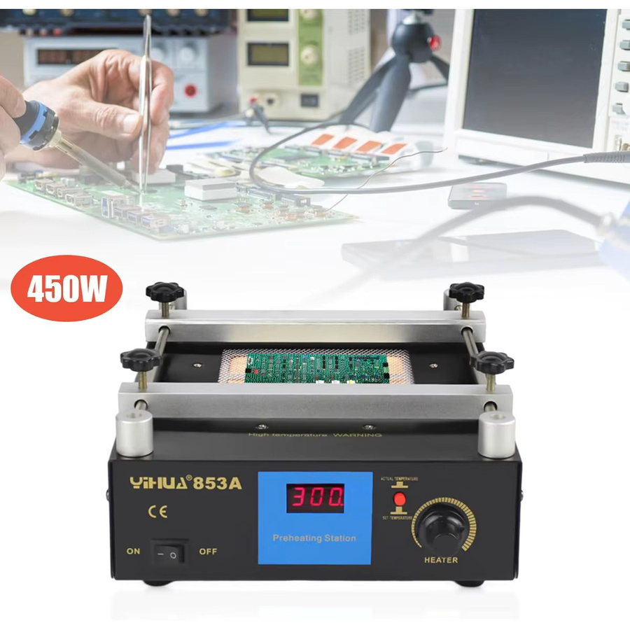 Infrarot-Vorheiz-Lötstation 450W mit digitalem PID-Regler und LED-Anzeige, schwarzer PCB-Vorwärmer mit Keramik-Emitter für Elektronik-Reparatur, Heizfläche: 12 x 12 cm - Bild 4