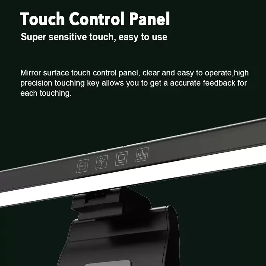 GGBEE LED-Monitorleuchte in Schwarz mit RGB-Beleuchtung und Touch-Steuerung, gebogene Schreibtischlampe für flache Bildschirme, Breite: 40 cm - Bild 3