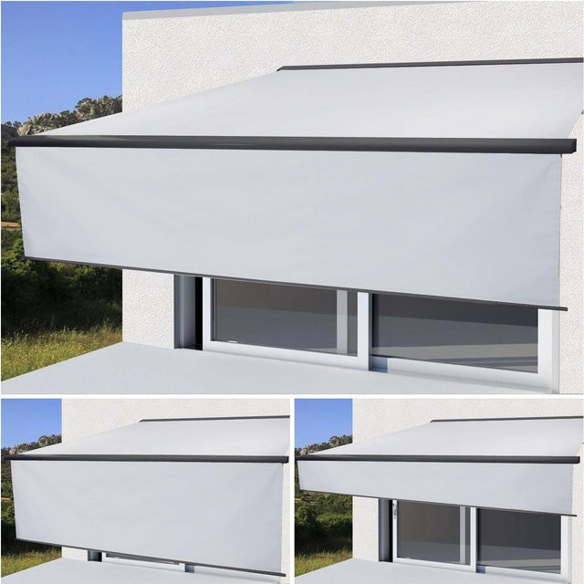 Elektrische Vollkassetten-Markise MCW H124 mit ausfahrbarem Volant, B: 4,5 m, T: 3 m, Farbe: Creme und Anthrazit - Bild 1