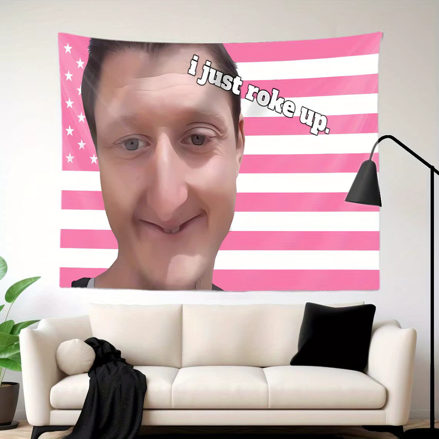 D-DanielLarson Wandteppich mit lustigem I Just Roke Up Design und amerikanischer Flagge in Rosa, B: 60 cm, H: 40 cm - Bild 2