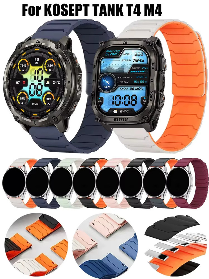 Kospet Armband, Silikon, Magnetisch, 22 mm, Schwarz, Unisex - Bild 3