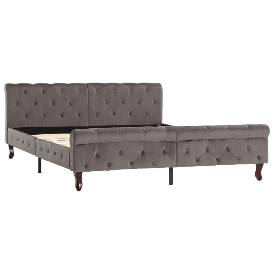 vidaXL Bettgestell aus Samt in Grau, B/T/H: 160 x 200 x 166,5 cm - Bild 2