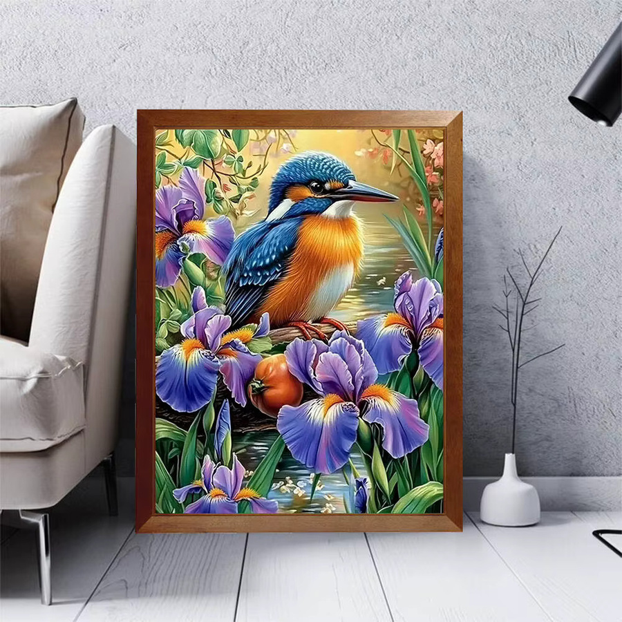 YUTTEE Diamond Painting Set Kolibri und Blumen als Mosaik-Stickerei in Mehrfarbig, Rund, B/H: 30 x 20 cm - Bild 2