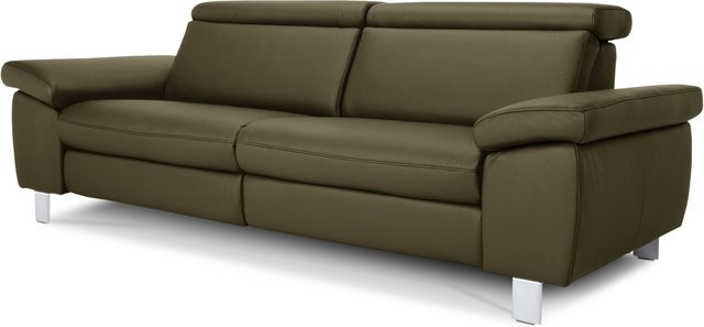 Modernes Sofa vito TONGA in Grün mit Lederbezug und Armlehnen - Bild 1