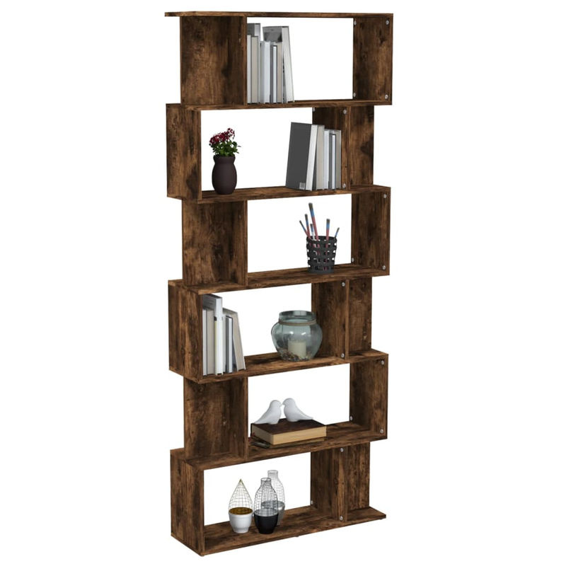 vidaXL Bücherregal und Raumteiler aus Holzwerkstoff in Räuchereiche, Braun, B/T/H: 80 x 24 x 192 cm - Bild 5