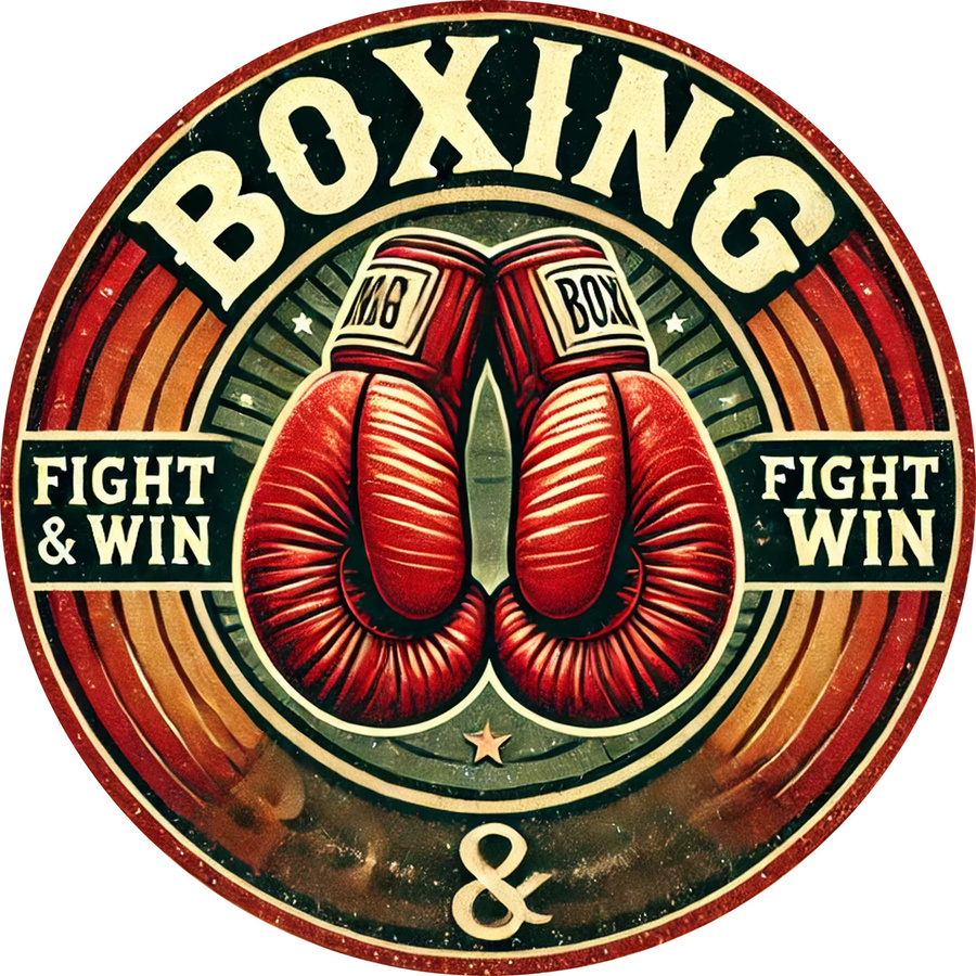 Potdemiel Retro Boxing Gym Metallschild Vintage Fight & Win Wandkunst aus Aluminium, B/B: 20,3 x 20,3 cm, Mehrfarbig - Bild 3