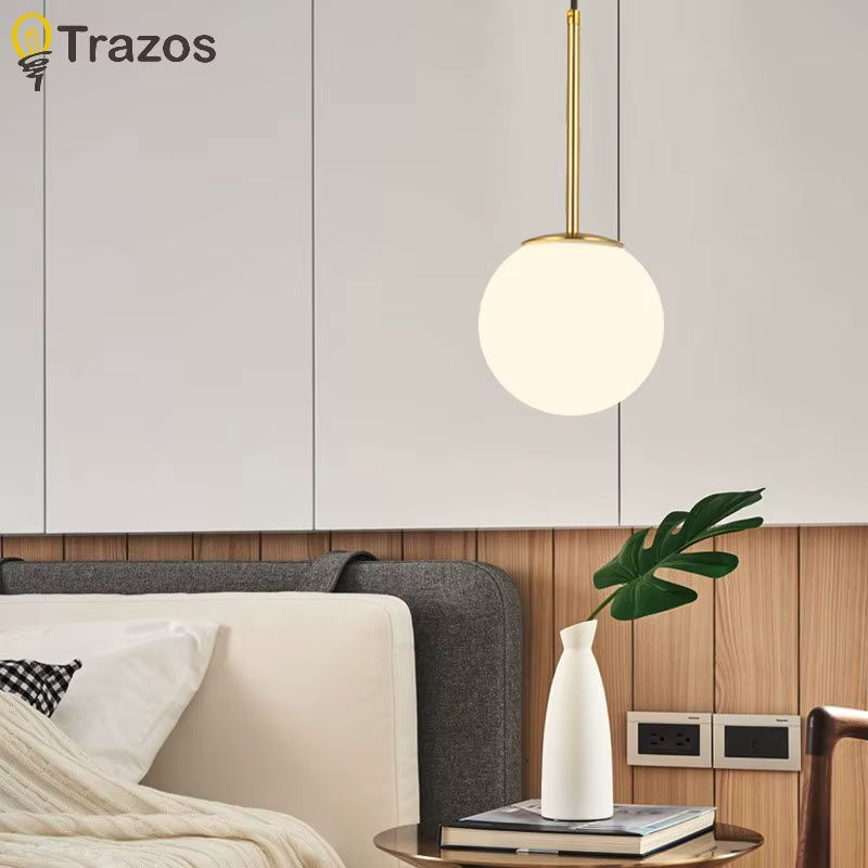 TRAZOS Pendelleuchte Nordic Design Kugelleuchte in Gold und Weiß für Esszimmer und Café - Bild 6