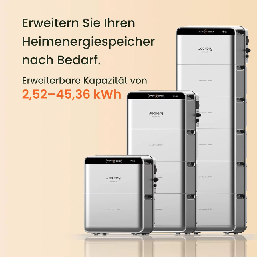 Jackery SolarVault 3 Pro Stromspeicher für Balkonkraftwerke mit 2520Wh, 4000W PV-Eingang und 1200W Notstromversorgung, B/T/H: 48,5 x 23,5 x 28,2 cm - Bild 4