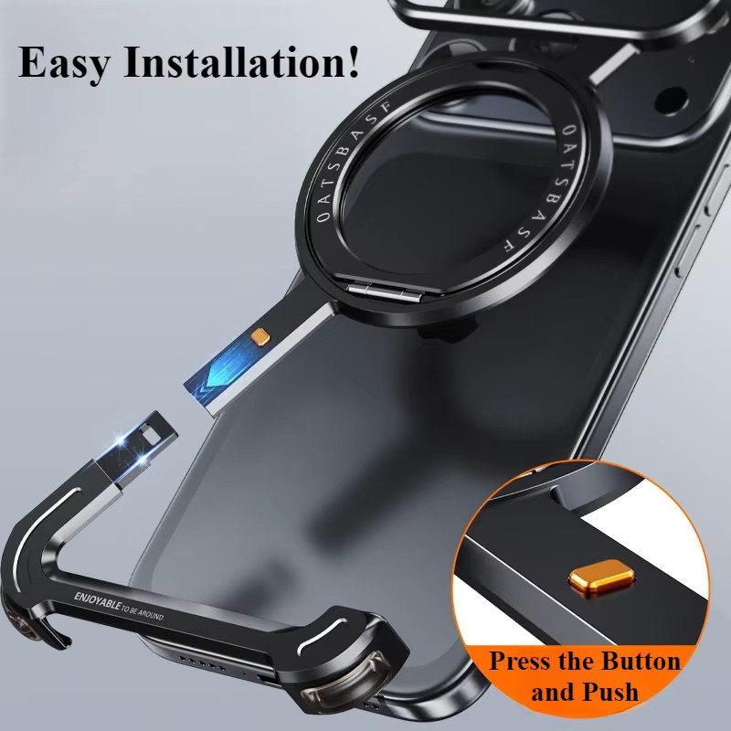 Stoßfeste MagSafe Schutzhülle für Apple iPhone 17 Pro Max Air mit 360 Grad Rotationsständer und Metall-Wärmeableitung in Schwarz - Bild 5