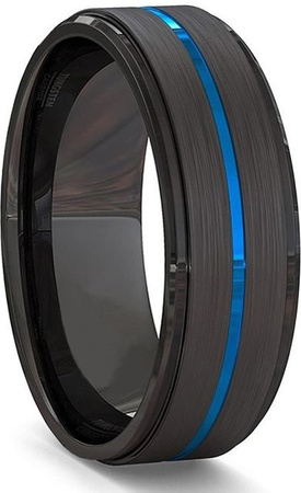 Ehering Titan, 8mm, Schwarz, Doppel Rille, Herren