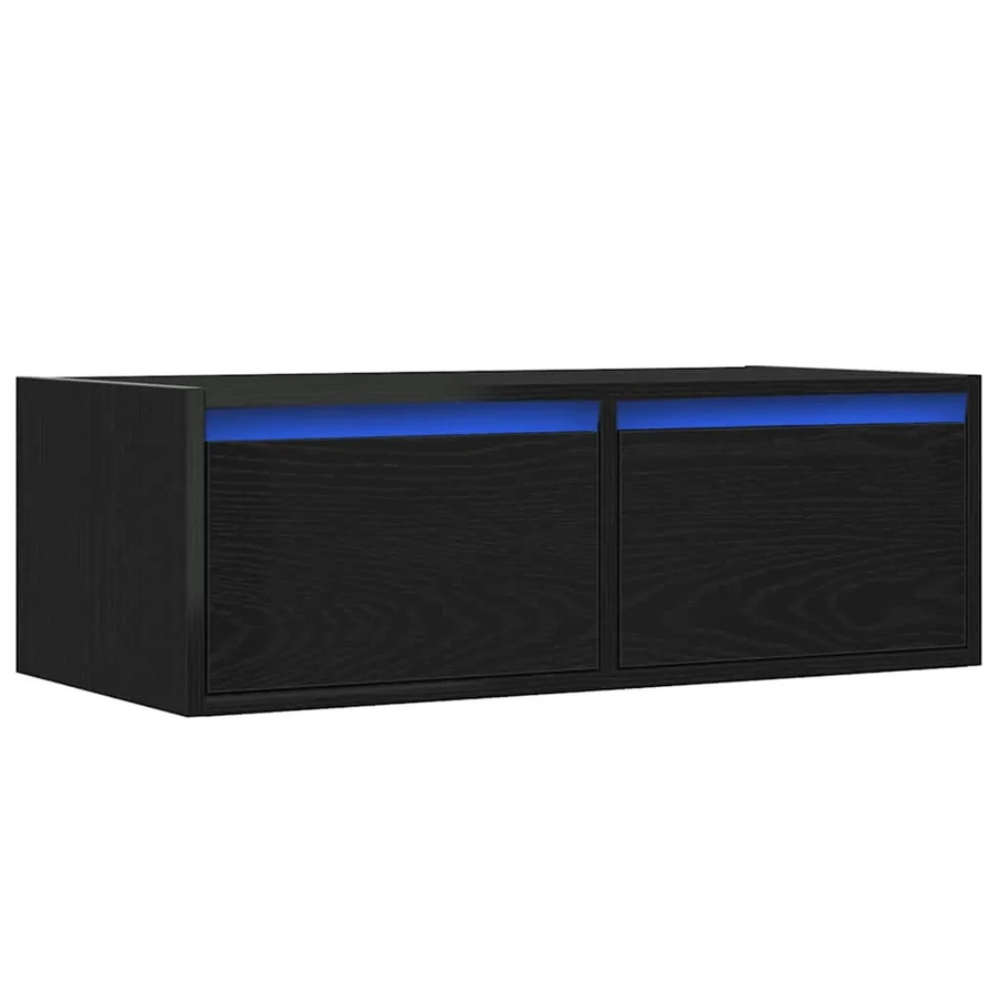 vidaXL TV-Schrank mit LED-Leuchten in Schwarz und Eichen-Optik, B/T/H: 75 x 35,5 x 25 cm - Bild 2
