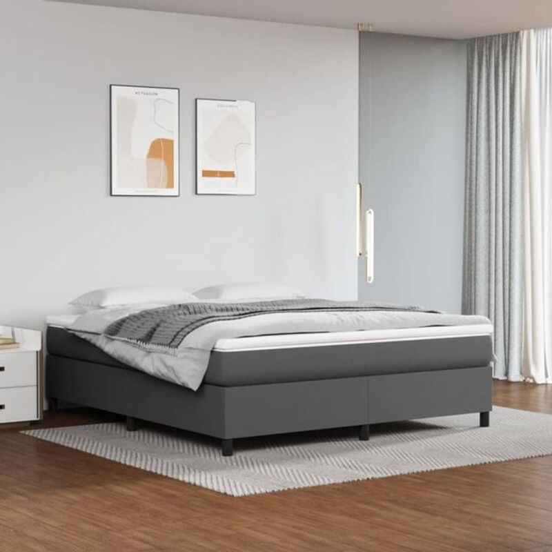 vidaxl Boxspringbett in Grau aus Kunstleder und Holzwerkstoff B/T/H: 180 x 200 x 35 cm - Bild 1