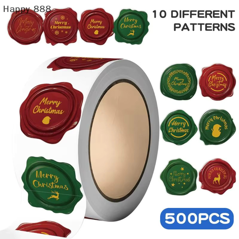 500-teiliges Weihnachtsaufkleber-Set mit runden 1-Zoll-Tags in Mehrfarben für Geschenke, Backen und Schreibwaren - Bild 2