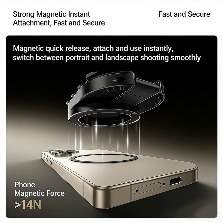 ANMONE Magnetischer Saugnapf-Handyhalter in Schwarz, 360 Grad drehbar und faltbar, starker Magnetständer für Auto, Fitnessstudio und Zuhause - Bild 4