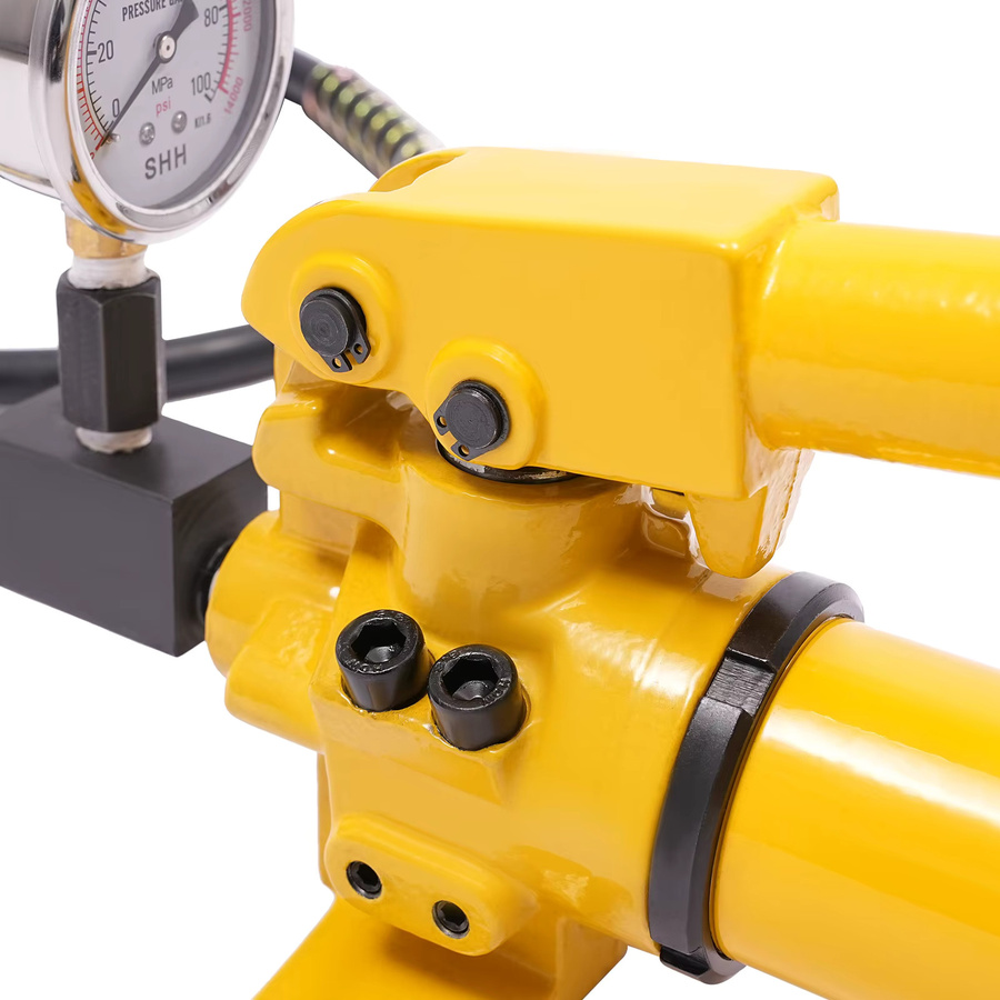 Bymaocar Manuelle hydraulische Handpumpe mit Manometer in Gelb mit 700 bar - Bild 3