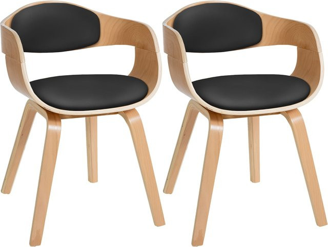 CLP 2er-Set Esszimmerstühle Kingston aus Kunstleder und Holz mit gepolsterter Rückenlehne - Bild 1