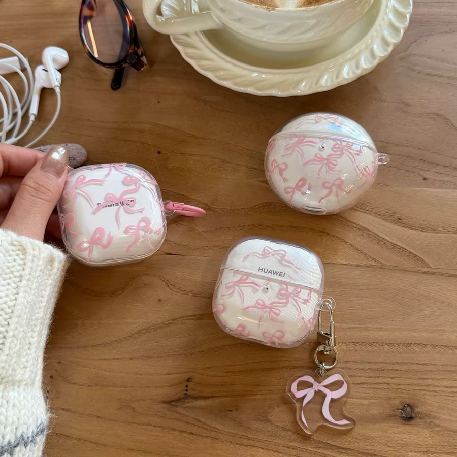 Transparente Kopfhörer-Schutzhülle im Ballett-Stil mit rosa Schleife und Anhänger für Samsung Galaxy Buds 4 Pro, 3 Pro, 2 Pro, FE und Live - Bild 2