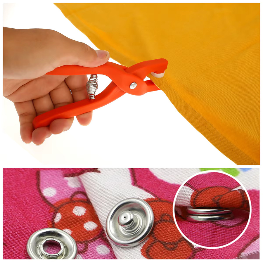 200-teiliges Metall-Druckknopf-Set inklusive manueller Zange für DIY-Projekte an Kleidung, Hüten und Taschen - Bild 3