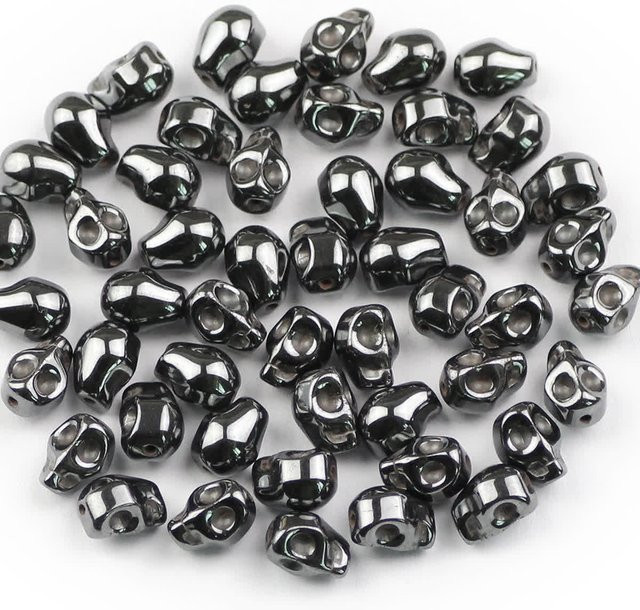 JHNBY Anhänger Naturstein Schwarz, Skelett, Kugeln, Unisex - Bild 1