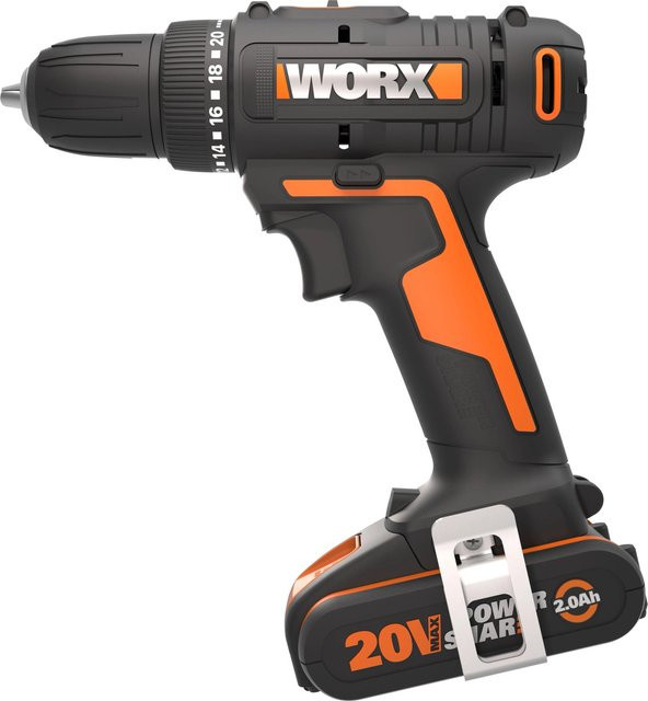 Worx 20 V Akku-Bohrschrauber WX100 mit 2 Ah Akku und Tasche in Orange (Worx PowerShare) - Bild 1