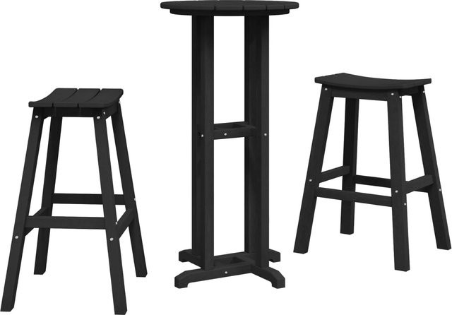 vidaXL 3-teiliges Gartenbar Set Schwarz aus HDPE - Bild 1