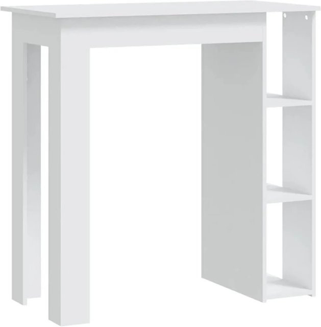 vidaXL Bartisch mit Regal in Weiß aus Holzwerkstoff, B/T/H: 102 x 50 x 103,5 cm - Bild 1