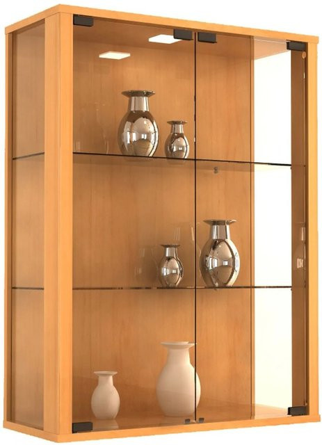 VCM Hängevitrine Udina M aus Glas und Holzstruktur-Nachbildung in Braun, H x B x T: 80 x 60 x 25 cm - Bild 2