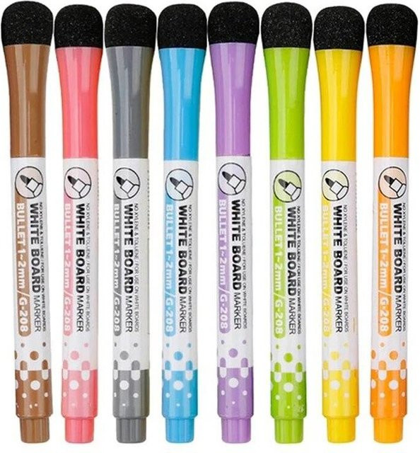 Yiran Furniture Magnetische Whiteboard-Stifte in 8 Farben, Wasserbasierte Malstifte mit feiner Spitze und löschbarer Kappe, Mehrfarbig - Bild 1