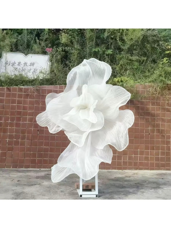 LINANUO Künstliche Organza-Mohnblumen in Blau und Weiß zur Dekoration für Hochzeiten, Geburtstage und Partys - Bild 2