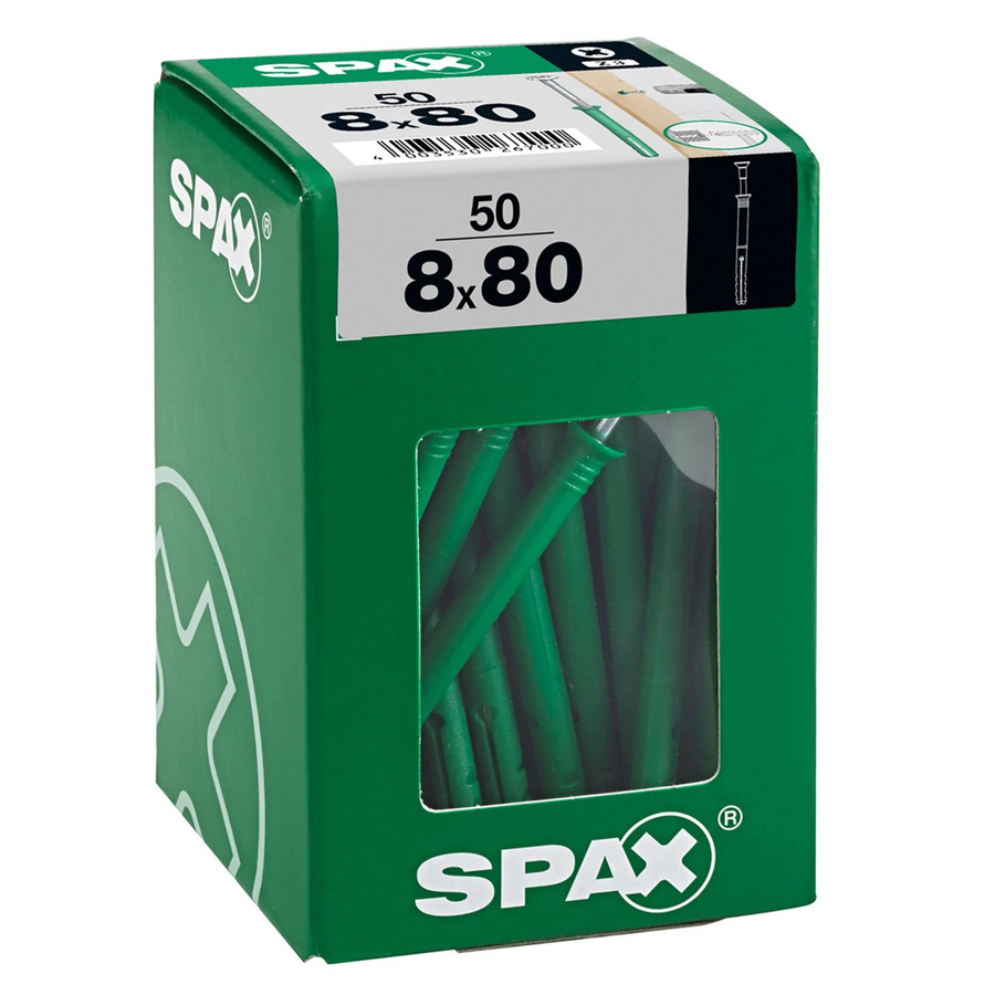 Spax Nageldübel Typ-ND aus Nylon in Grün, Durchmesser: 8 mm, Länge: 80 mm, 50 Stück - Bild 2