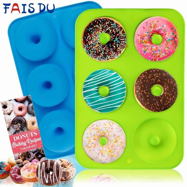 FAIS DU 6-Loch-Silikon-Donutform in Blau, antihaftbeschichtete Backform für Gebäck, Schokolade und Desserts - Bild 1