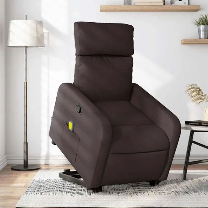 Massagesessel mit Aufstehhilfe von vidaxl in Braun aus Stoff und Metall - Bild 1