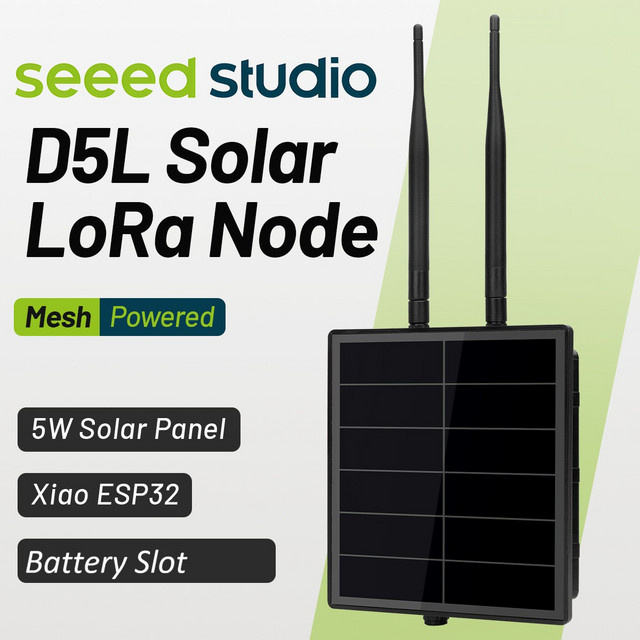 Seeedstudio D5L-S2 Mesh Solar Repeater Node mit integriertem Xiao ESP32 S3 WiFi BLE und SX1262 LoRa Board, kompatibel mit Meshcore Meshtastic, Schwarz - Bild 1