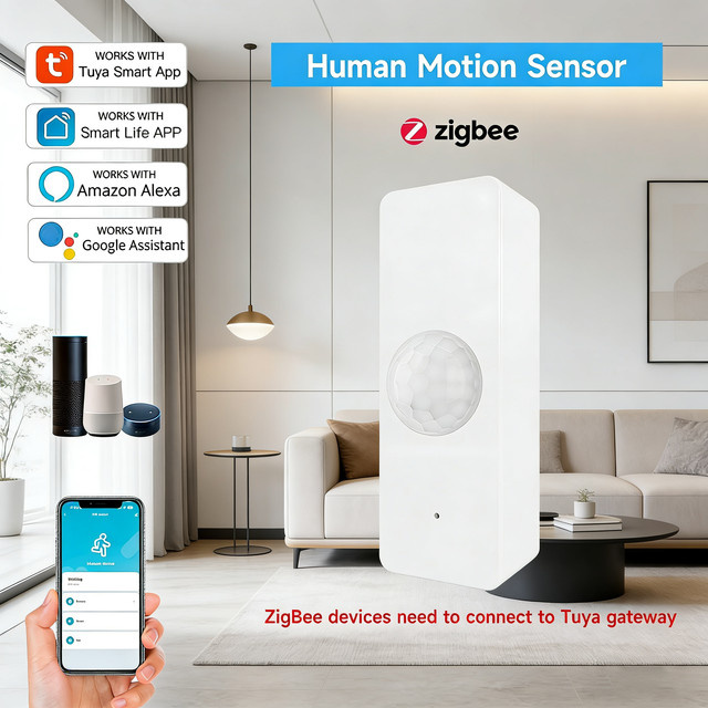 Tuya Zigbee Smart PIR Bewegungssensor in Weiß für Haussicherheit und Einbruchschutz mit Smart Life APP-Steuerung - Bild 1