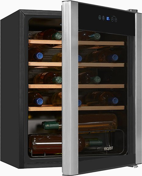 Exquisit Weinkühler WS1-24-GTE-030G schwarz mit Glastür und LED-Innenbeleuchtung, B/T/H: 44,0 x 40,0 x 66,0 cm - Bild 1