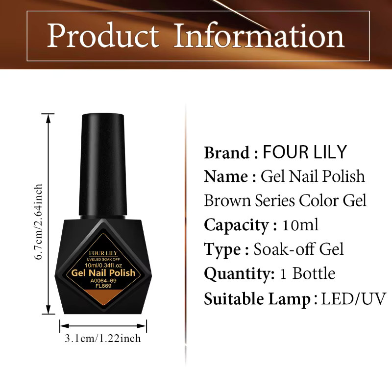 Four Lily Brown Series Nagellack, Gel, Gelb, Glänzend, 10 ml - Bild 5