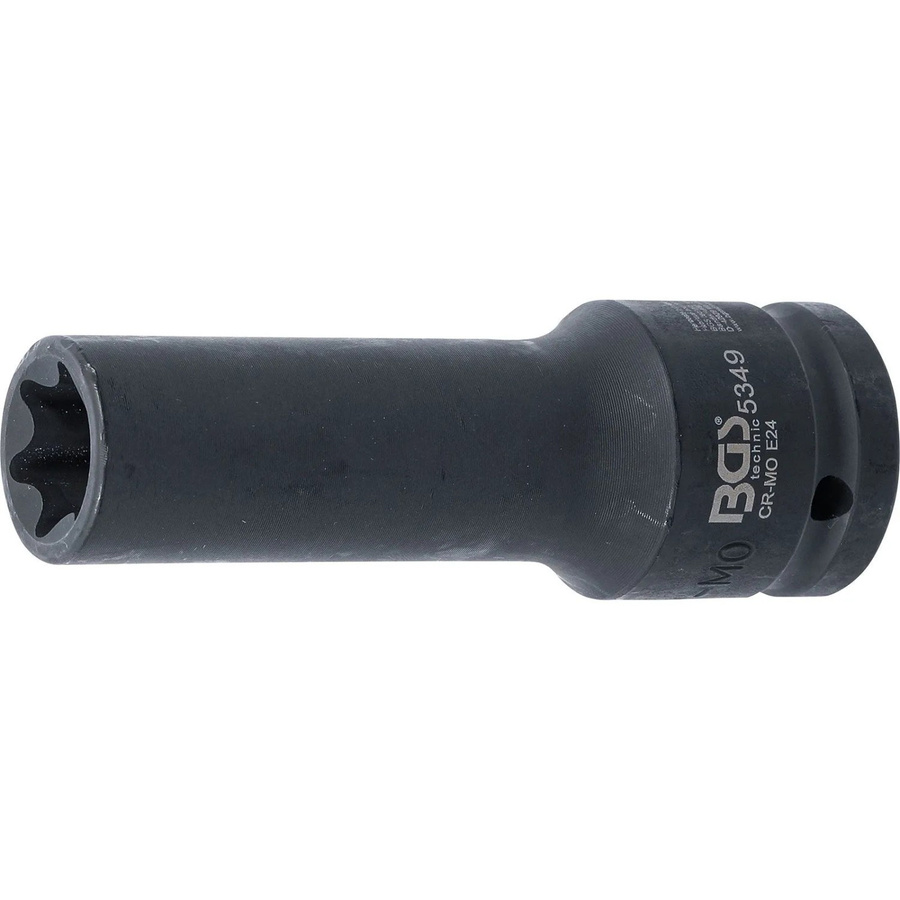 BGS Kraft-Steckschlüssel-Einsatz E-Profil tief 5349, Antrieb Innenvierkant 3/4 Zoll, Schlüsselweite E24 mm, schwarz - Bild 2