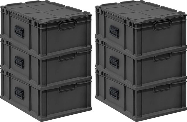 PROREGAL Supersparset 6x Eurobox Nextgen Portable Transportbehälter Schwarz, H x B x T: 23,5 x 40 x 60 cm, 44 Liter - Bild 1