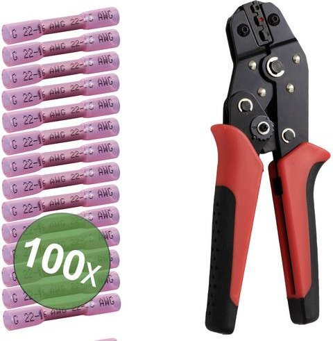 TRU COMPONENTS TC-13448588 Stoßverbinder mit Schrumpfschlauch, 0.5mm² und 1.5mm², vollisoliert, Rot, 100 Stück - Bild 1