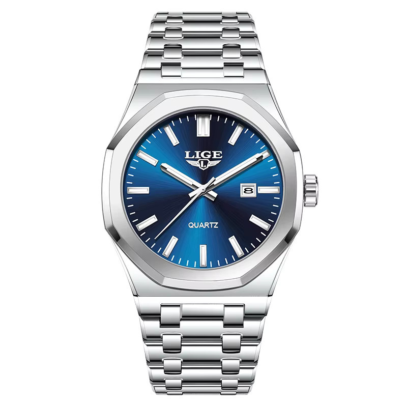 LIGE Armbanduhr Quarz, Edelstahl, Grün, Herren - Bild 7