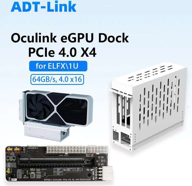 ADT-Link Oculink eGPU Grafikkarten-Dock für Laptop und Mini-PC, PCIe 4.0 x4 mit 64GB/s, Schwarz - Bild 1