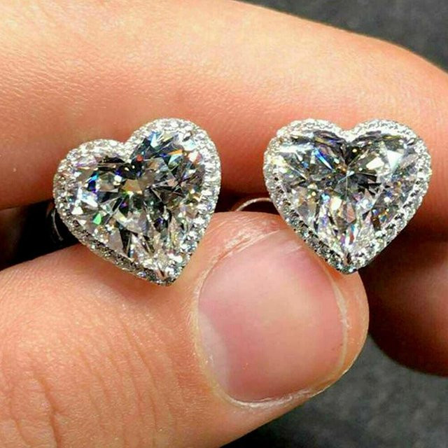 YIRAN Jewelry Ohrstecker Herz, Zirkonia, Silber, Messing, Damen - Bild 1