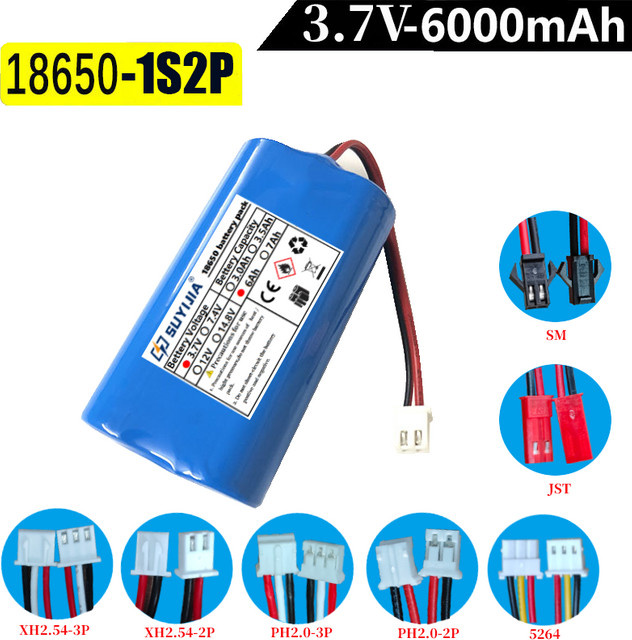 SUYIJIA Li-Ionen-Akku 3,7 V 6000 mAh 1S2P mit XH2.54 SM-Stecker in Blau - Bild 1
