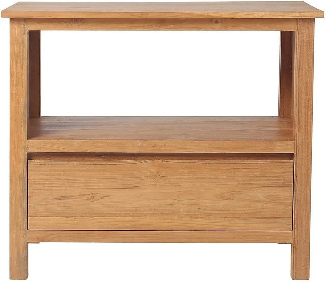 Vente-unique Waschbeckenunterschrank Ketapang aus Teakholz in Naturfarben Hell, Breite: 90 cm - Bild 1