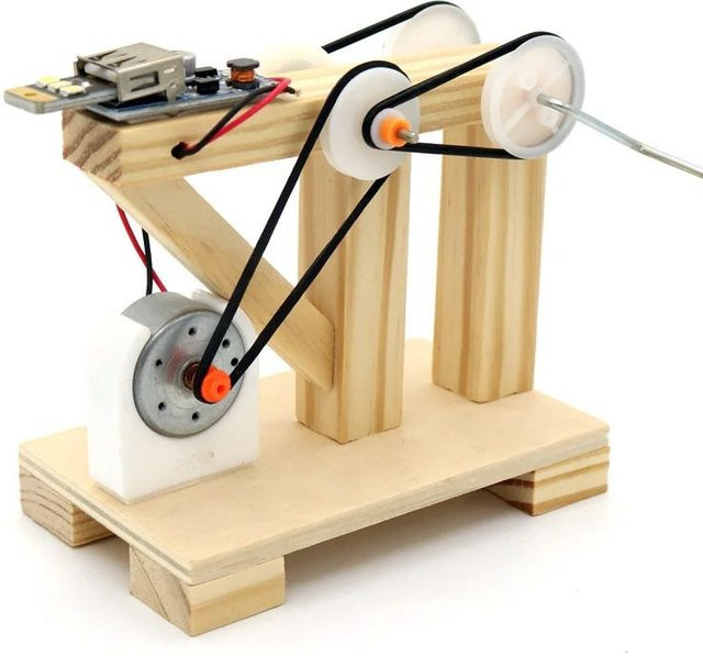 soulbao DIY-Generatormodell mit Handkurbel, Lernspielzeug aus Holz - Bild 1