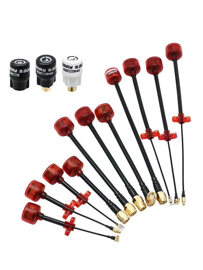 Rush Cherry FPV 5.8G Antenne in Rot mit SMA, MMCX oder UFL Anschlussadapter für Racing Drones und FPV-Brillen (LHCP/RHCP Stubby Long Range) - Bild 3